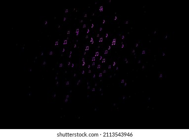 Dark Purple vector texture with musical notes. Decorative design in abstract style with music shapes. Pattern for websites of musitians.