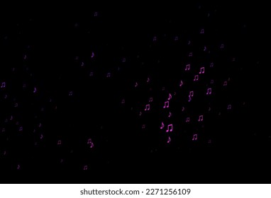 Dark Purple vector texture with musical notes. Modern abstract illustration with melody keys. Pattern for festival leaflets.