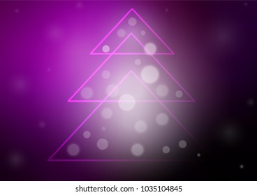 Dark Purple vector texture with a new year tree. Christmas tree on blurred abstract background with gradient. New year design for your ad, poster, banner.