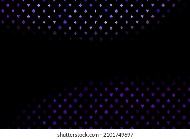 Dunkelviolette Vektorstruktur mit Spielkarten. Leuchtende Illustration mit Herzen, Pik, Clubs, Diamanten. Muster für Prospekte von Pokerspielen, Events.