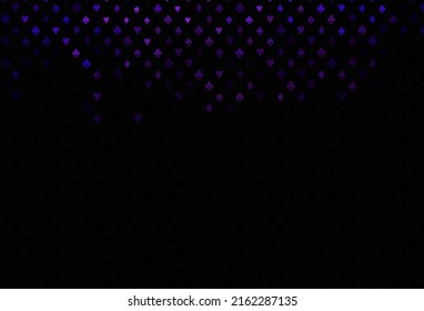 Dark purple vector texture with playing cards. Blurred decorative design of hearts, spades, clubs, diamonds. Pattern for ads of parties, events in Vegas.