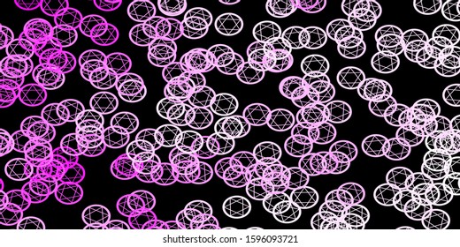Dark Purple vector texture with religion symbols. Colorful vintage illustration with gradient alchemy shapes. Best design halloween events.