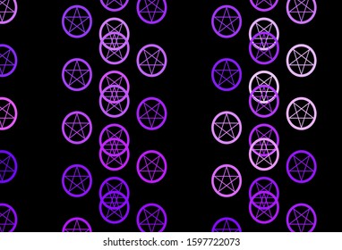 Dark Purple vector texture with religion symbols. Abstract illustration with gothic gradient shapes. Design for magic, spiritual events.