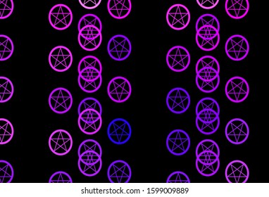 Dark Purple vector texture with religion symbols. Abstract illustration with gothic gradient shapes. Simple design for occult depiction.