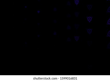 Dark Purple vector texture with religion symbols. Retro design in abstract style with witchcraft forms. Simple base for your occult design.