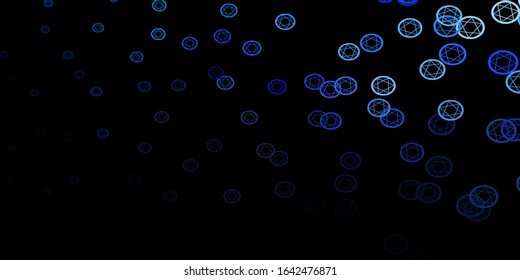 Dark Purple vector texture with religion symbols. Abstract illustration with gothic gradient shapes. Simple base for your occult design.