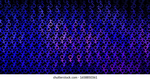 Dark Purple vector texture with religion symbols. Colorful mystic symbols with a gradient in ancient style. Background for esoteric, mystic designs.