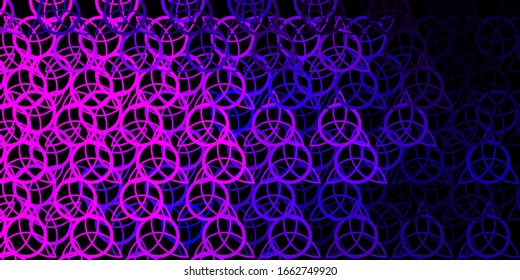 Textura vector púrpura oscura con símbolos religiosos. Ilustración abstracta con formas de degradado gótico. Diseño para eventos mágicos y espirituales.