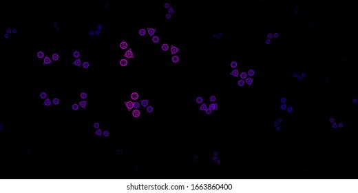 Dark Purple vector texture with religion symbols. Retro design in abstract style with witchcraft forms. Simple design for occult depiction.
