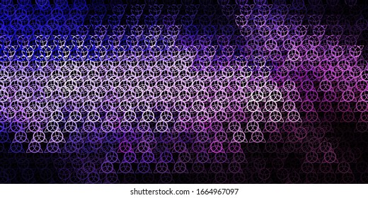 Dark Purple vector texture with religion symbols. Retro design in abstract style with witchcraft forms. Design for magic, spiritual events.