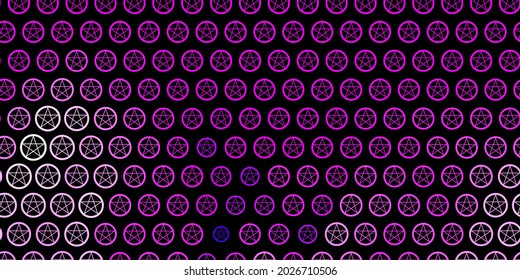 Dark Purple vector texture with religion symbols. Retro design in abstract style with witchcraft forms. Design for magic, spiritual events.