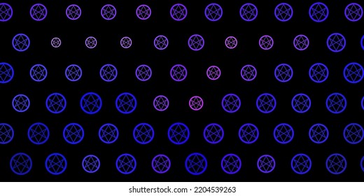 Dark Purple vector texture with religion symbols. Retro design in abstract style with witchcraft forms. Design for magic, spiritual events.