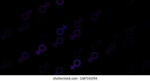 Dark Purple vector texture with women's rights symbols. Abstract illustration with a depiction of women's power. Best design to show the power of women.