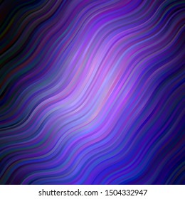 Dark Purple vector texture with wry lines. Bright sample with colorful bent lines, shapes. Pattern for commercials, ads.