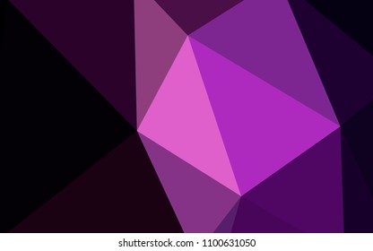 Dark Purple vector triangle mosaic texture. Glitter abstract illustration with an elegant triangles. Best triangular design for your business.