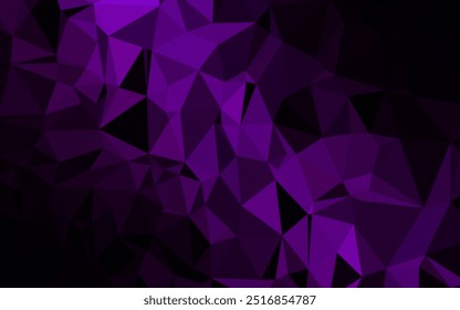 Modelo de mosaico de triângulo de vetor roxo escuro. Uma ilustração brilhante elegante com gradiente. Estilo novo para o design da sua empresa.