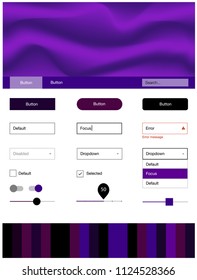 Dark Purple vector ui kit with bubble shapes. Shining curly illustration in marble style with gradient. Beautiful layout for websites, landing pages.