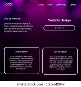 Dark Purple vector ui kit with clouds, stars. Simple Material Design Kit with colorful clouds in header. This template you can use for landing pages.