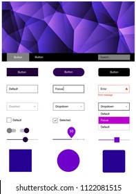 Dark Purple vector ui ux kit in triangular style. Decorative ui kit design in abstract style with colorful crystals. This sample is for your website.
