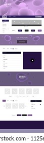 Dark Purple vector ui ux kit with lines, ovals. Colorful illustration in abstract memphis style with gradient. Modern template for your landing page.