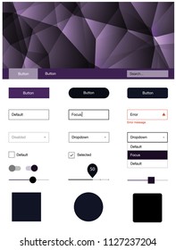 Dark Purple vector ui ux kit in triangular style. Modern Style guide in polygonal style with triangles. This sample is for your website.