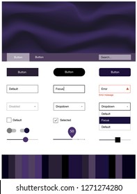 Dark Purple vector ui ux kit with lines, ovals. Colorful illustration in abstract memphis style with gradient. Modern template for your landing page.