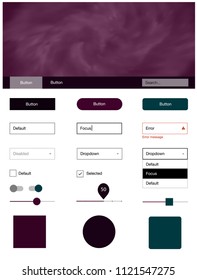 Dark Purple vector web ui kit with nebula stars. Colorful Style guide with stars on abstract background. Simple colorful design for websites.