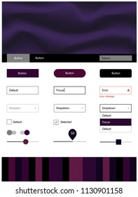 Dark Purple vector web ui kit with lamp shapes. Creative illustration in halftone marble style with gradient. This template you can use for websites.