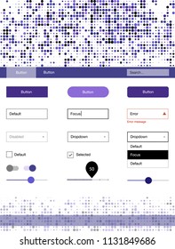 Dark Purple vector web ui kit with spheres. Decorative ui kit design in abstract style with colorful dots. Modern template for your landing page.