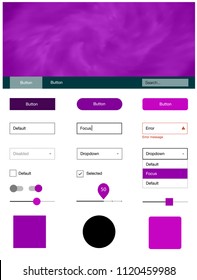 Dark Purple vector wireframe kit with galaxy stars. Colorful Style guide with stars on abstract background. This sample is for your landing page.