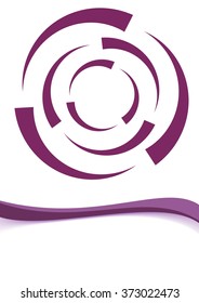 dark purple violet circular symbol folder with swoosh wave. vector illustration