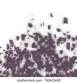dark purple watercolor pattern with short strokes and booked circles on white background, vector illustration