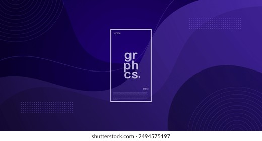 Dark purple wave abstract 3D background with gradient color and simple pattern on background. Eps10 vector