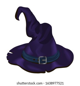 Dark purple wizard hat. Vector illustration