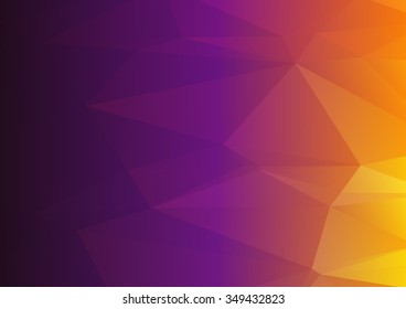 Dark purple yellow abstract geometric rumpled triangular low poly style illustration graphic background. Raster polygonal design for business.