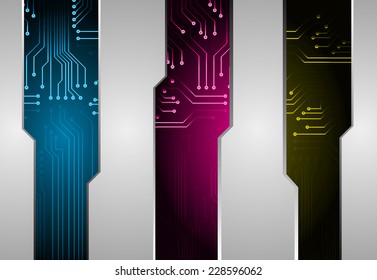 Dark purple yellow blue Light Abstract Technology background for computer graphic website internet. circuit board. text box,