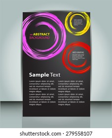 dark purple yellow red circle Light Abstract background for computer graphic website internet and business. vector illustration. text box. Brochure. card. banner flyer magazine. Design label. black