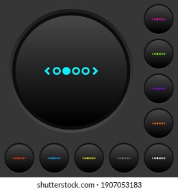  dark push buttons with vivid color icons on dark grey background