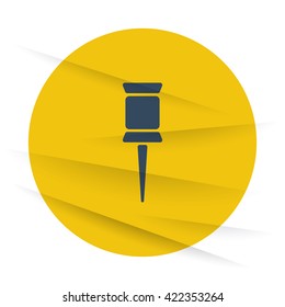 Dark Pushpin icon label on wrinkled paper