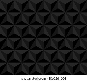 dark pyramid. vector seamless pattern with triangles. black geometric background. visual illusion