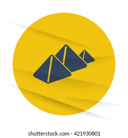 Dark Pyramids icon label on wrinkled paper