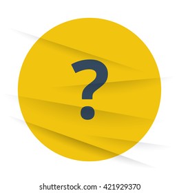 Dark Question Mark icon label on wrinkled paper