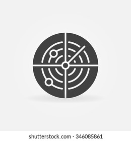 Dark radar icon or logo - vector sonar concept symbol