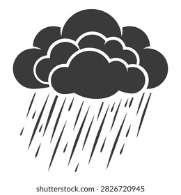 Dark rain cloud with rain falling down, weather icon, stormy weather symbol, rainy day