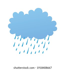 Dark rain cloud isolated, weather forecast flat vector icon.