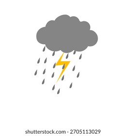 Dark rain illustration. Lightning rain illustration. Flat design of rain clouds. Bad weather illustration. Rainstorm vector illustration