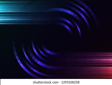 dark rainbow abstract circle background, digital overlap layer line, simple technology design template, vector illustration