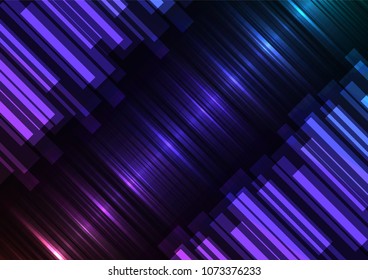 dark rainbow speed bar overlap in dark background, stripe layer backdrop, technology template, vector illustration