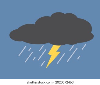 dark rainy cloud with thunder - vector illustration