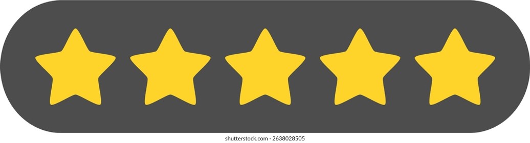 Dark Rating Icon with Five Gold Stars
